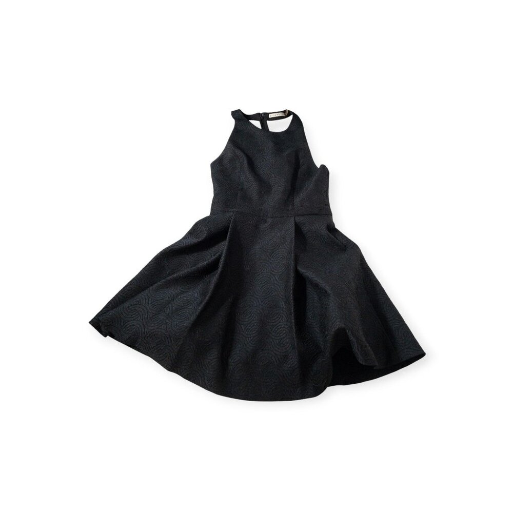 Alice + Olivia Danie Open Back Dress Black Textured Cocktail Dress SZ 4 - Picture 3 of 14
